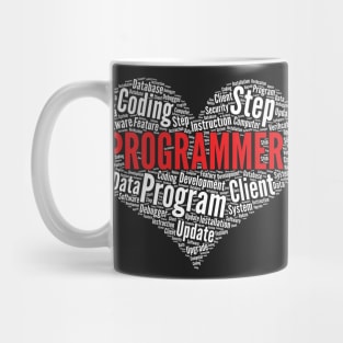 Programmer Heart Shape Word Cloud Design Coding print Mug